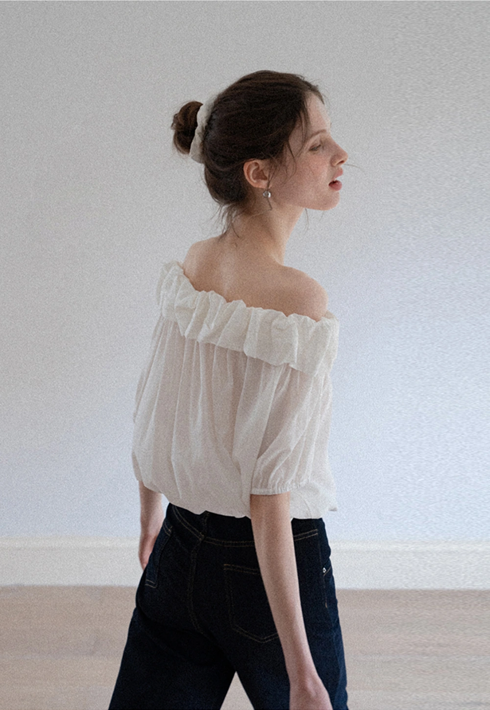 Ruffled Off-Shoulder Peasant Blouse