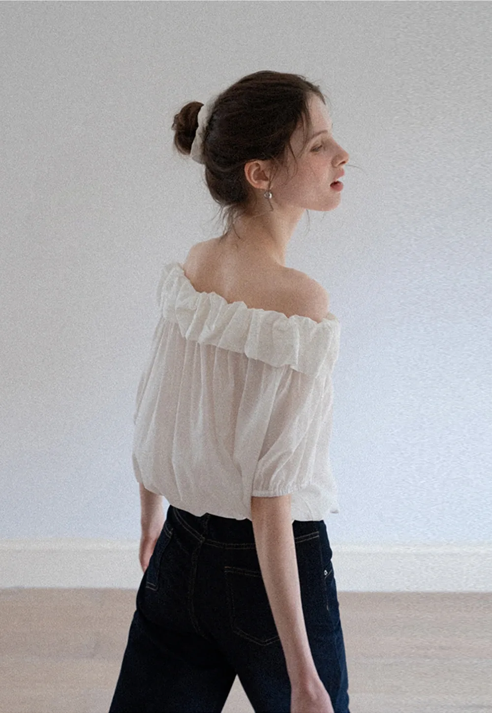 Ruffled Off-Shoulder Peasant Blouse