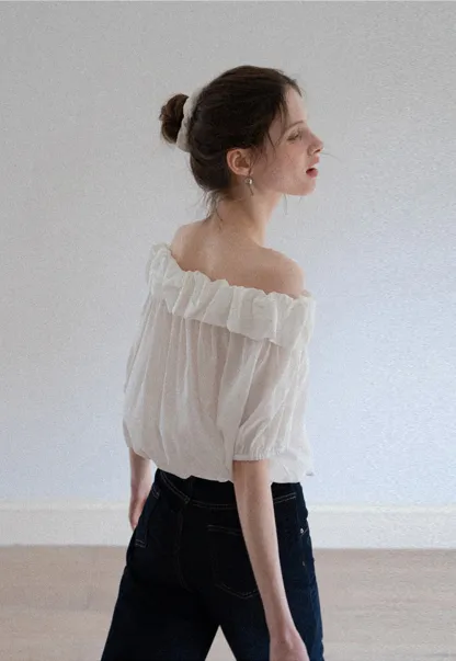 Ruffled Off-Shoulder Peasant Blouse