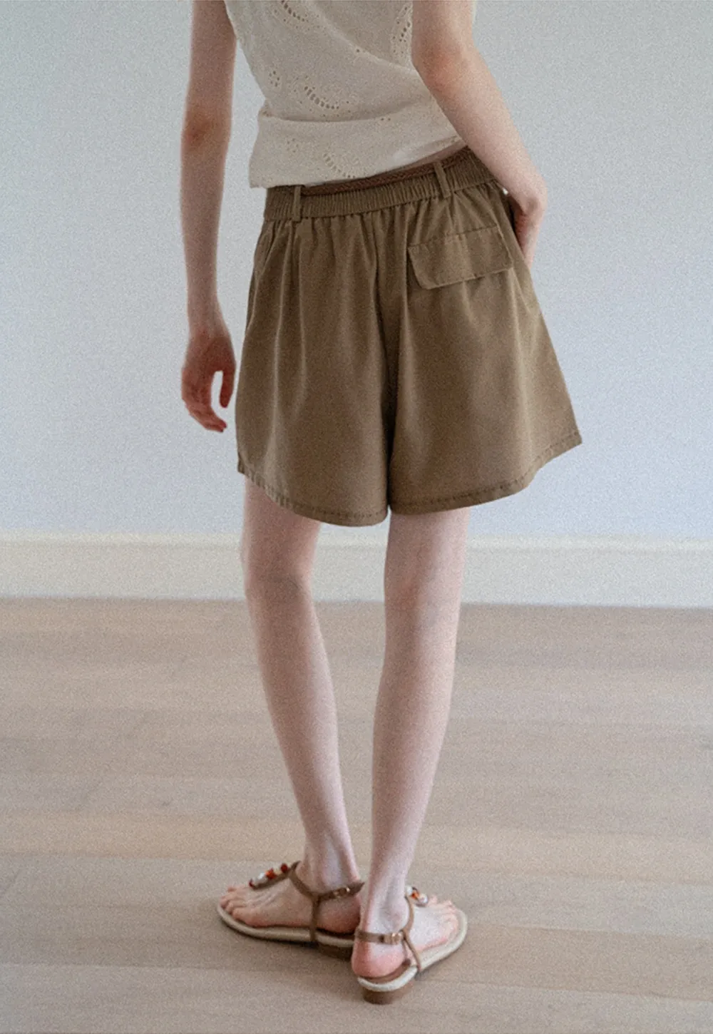 Women's Belted Pleat-Front Bermuda Shorts