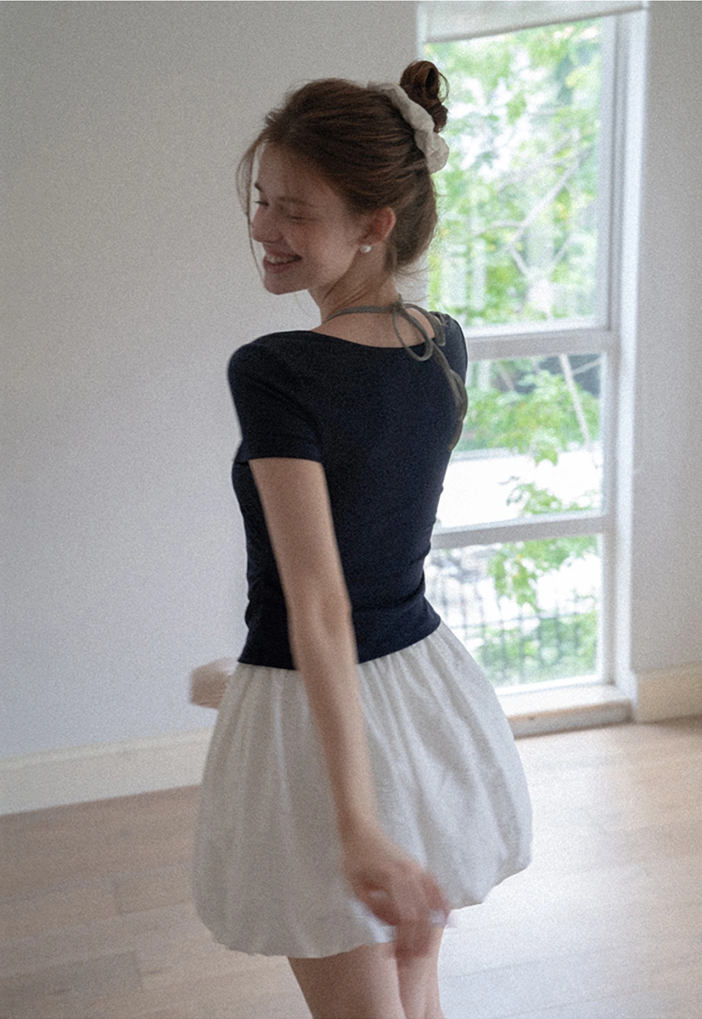 Women's Square-Neck Strappy Henley Tee