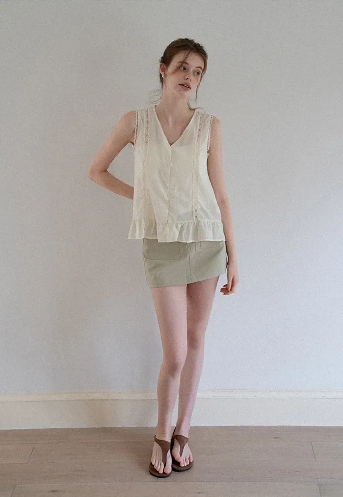 Women High Waist Belted Pocket Mini Skirt