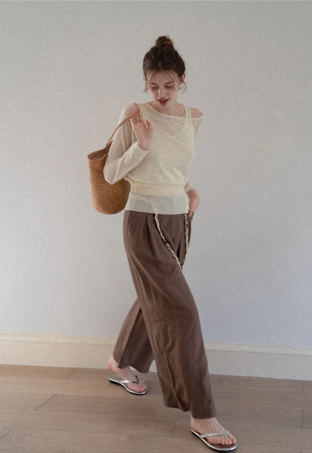 Women's Off-Shoulder Knit Top with Side Buttons