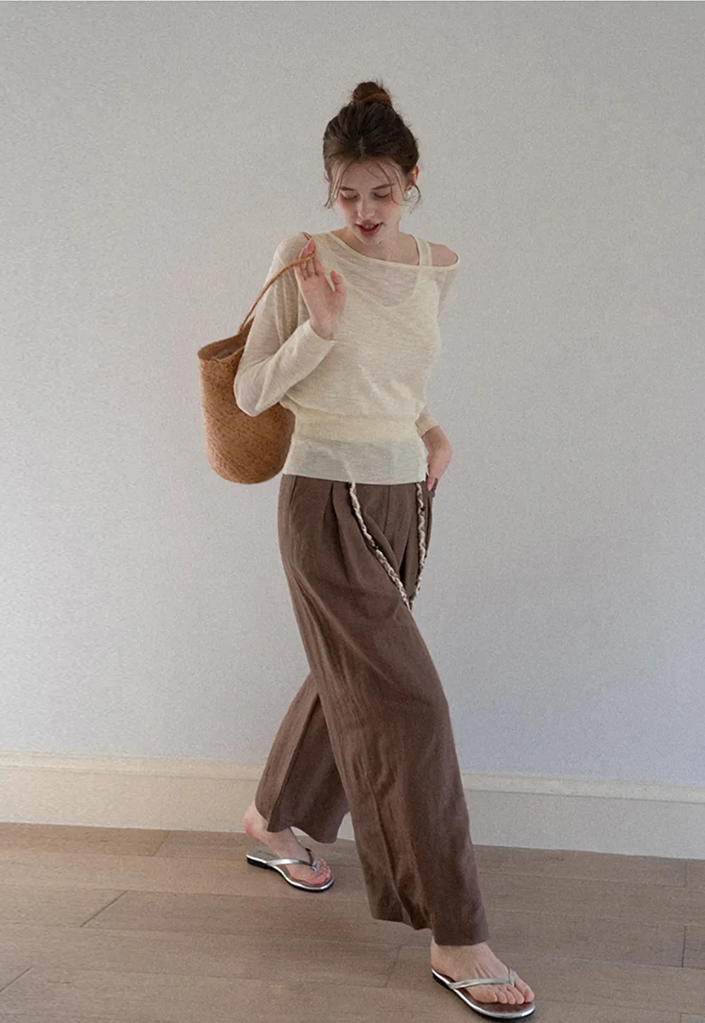 Women's Off-Shoulder Knit Top with Side Buttons