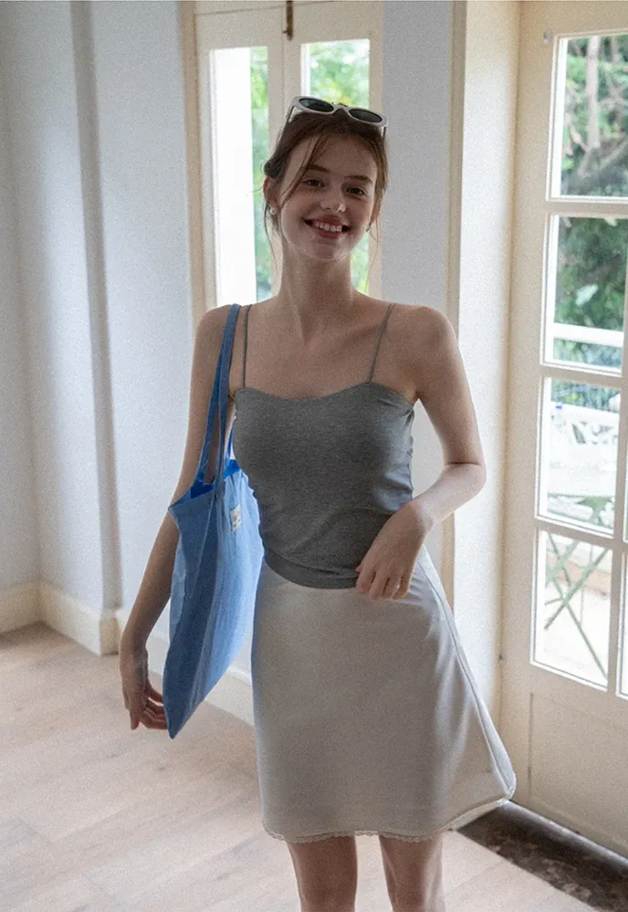 Women A-Line Mini Skirt With Lace Hem