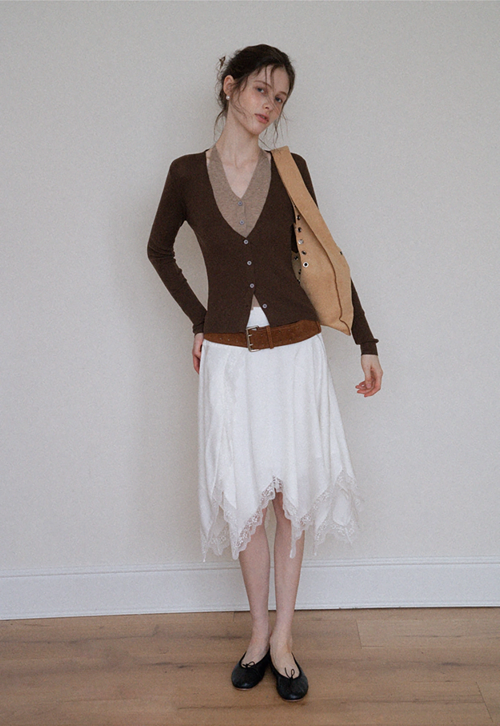 Layered Halter Neck Long Sleeve Knit Top