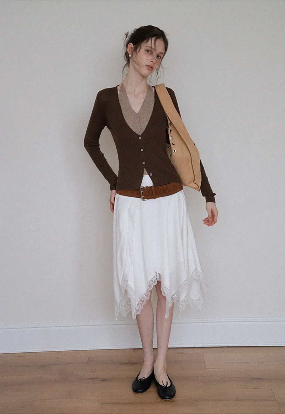 Layered Halter Neck Long Sleeve Knit Top