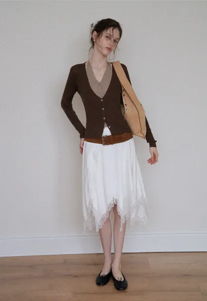 Layered Halter Neck Long Sleeve Knit Top