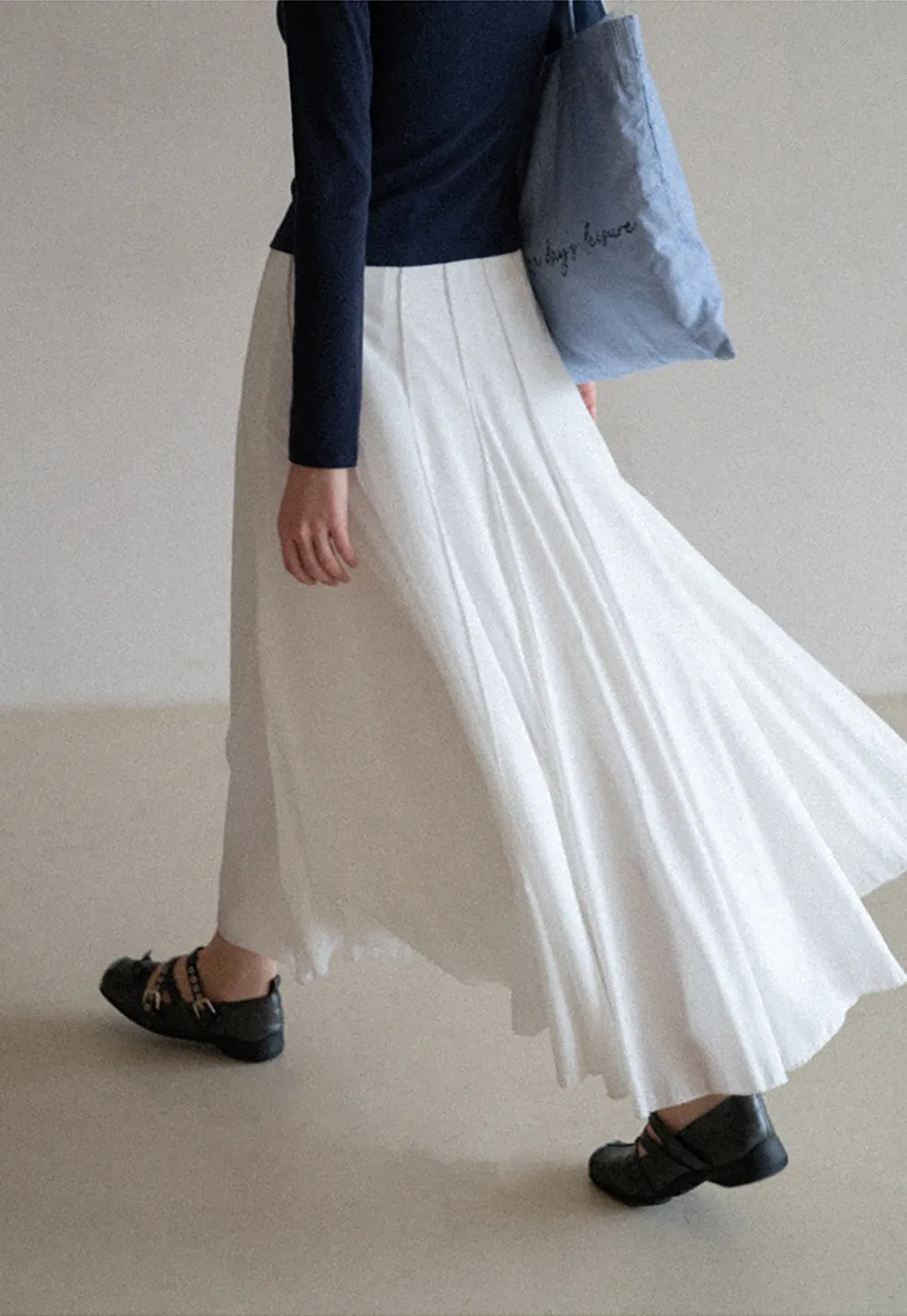 Women's High Waist Pleated Maxi Skirt