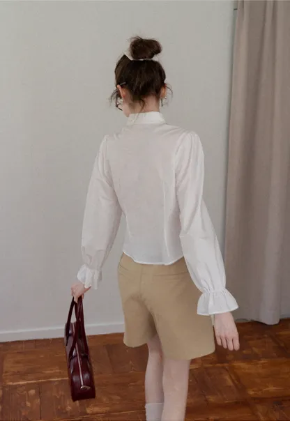 Women's Peter Pan Collar Long Sleeve Blouse