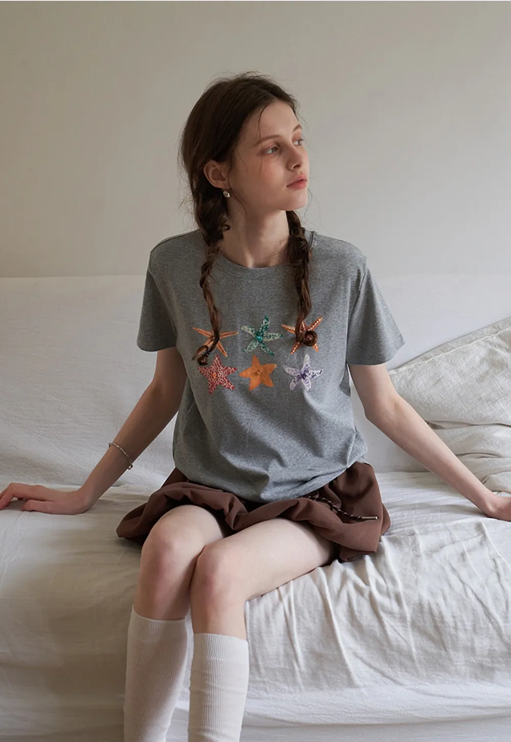 Women's Graphic Print Straight Shoulder T-Shirt
