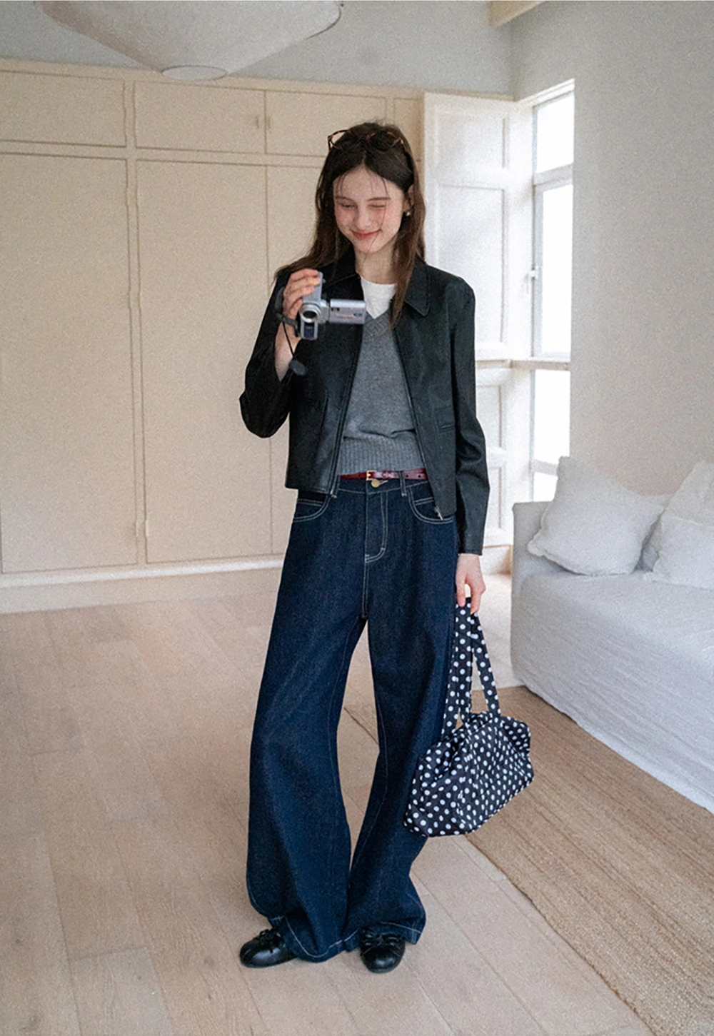 High-Waisted Wide Leg Denim Pants