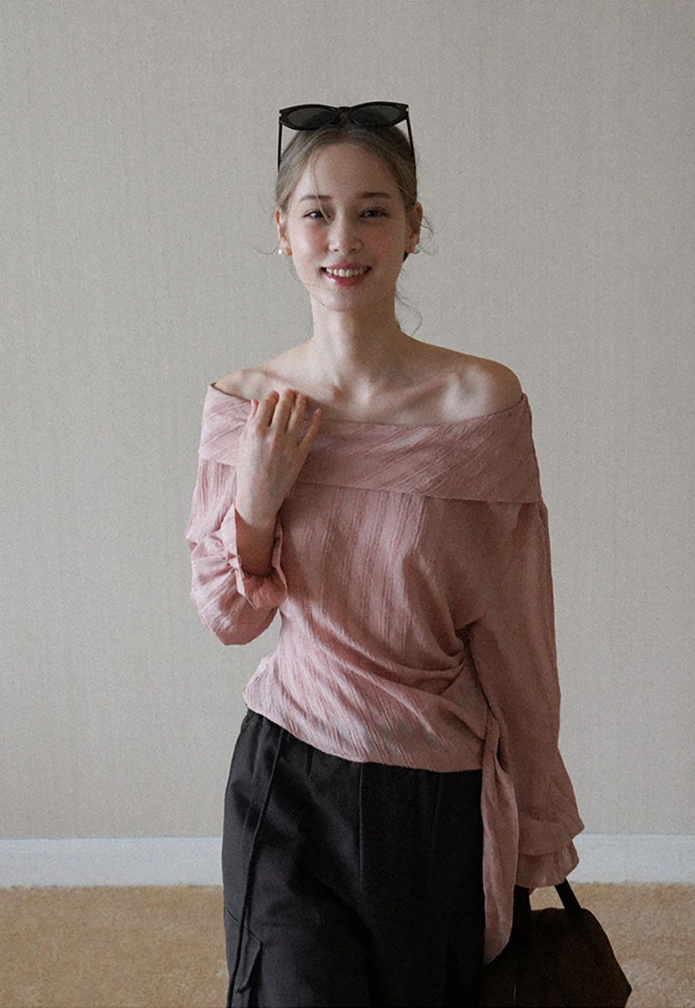 Womens Off Shoulder Tie Side Blouse