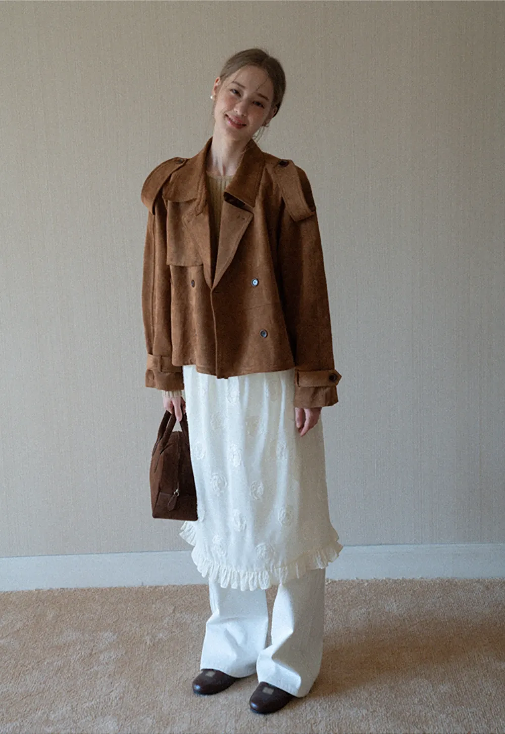 Womens Ribbed Crew Neck Long Sleeve Knit Top