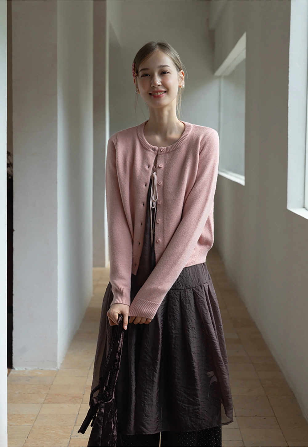 Ruched V Neck Long Sleeve Top