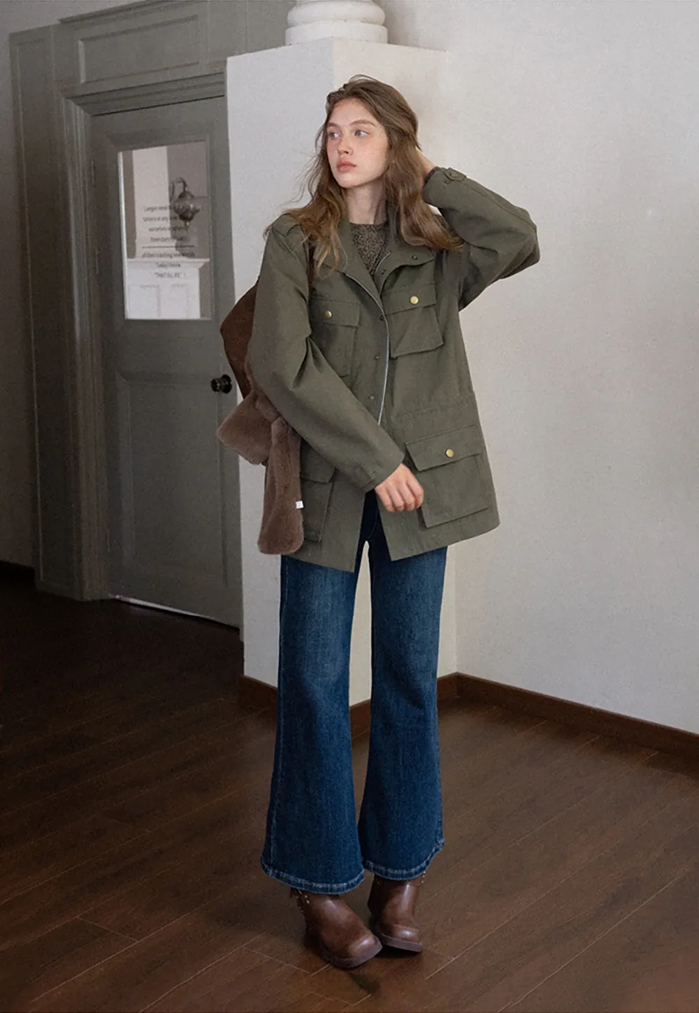 Womens Oversized Utility Pocket Jacket