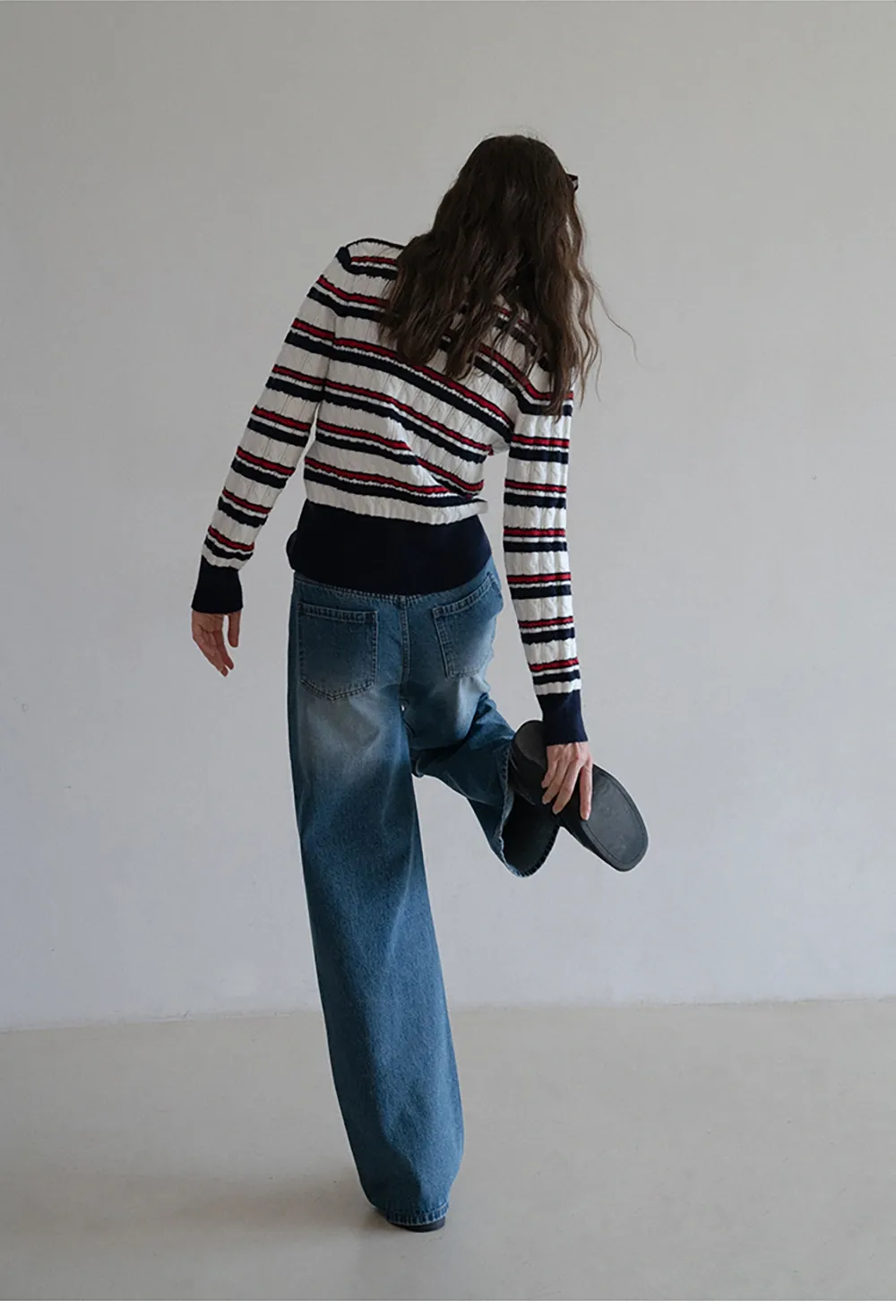 Women’s V-Neck Striped Knit Sweater