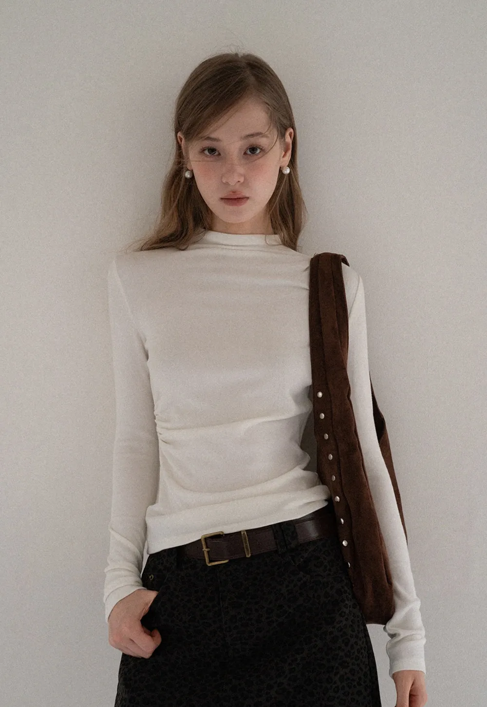 Womens Long Sleeve Mock Neck Top