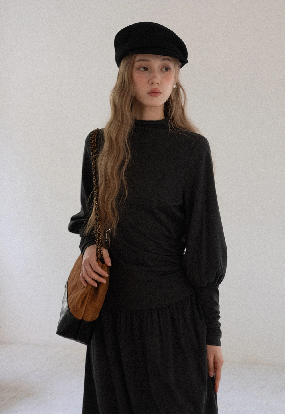 Women High Neck Long Sleeve Maxi Dress Elegant Casual Outfit