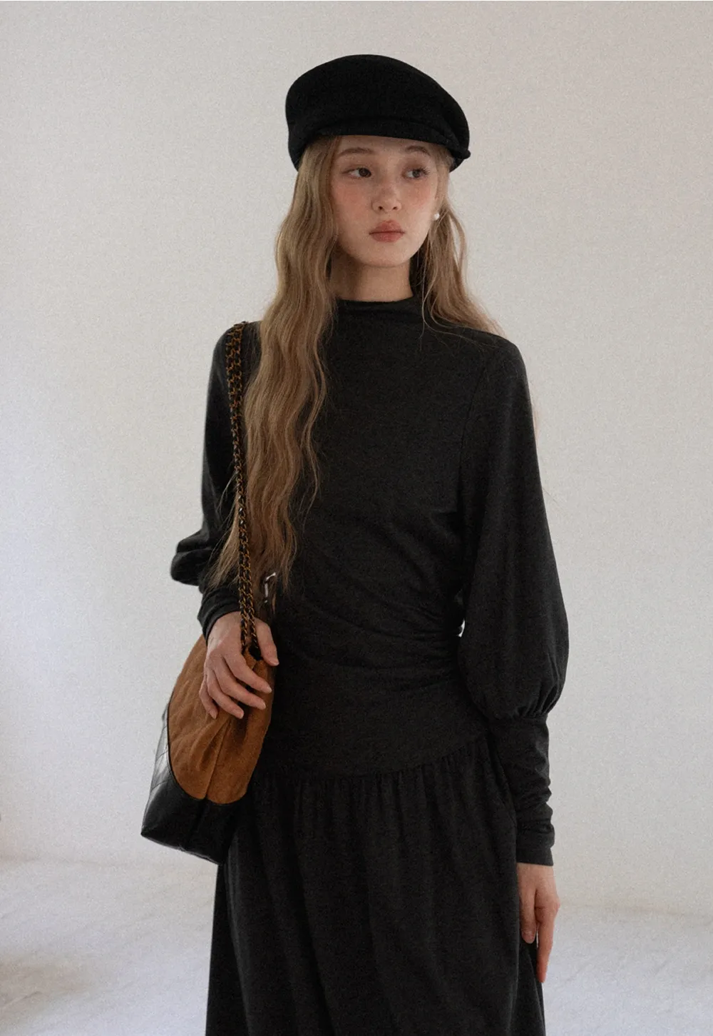 Women High Neck Long Sleeve Maxi Dress Elegant Casual Outfit