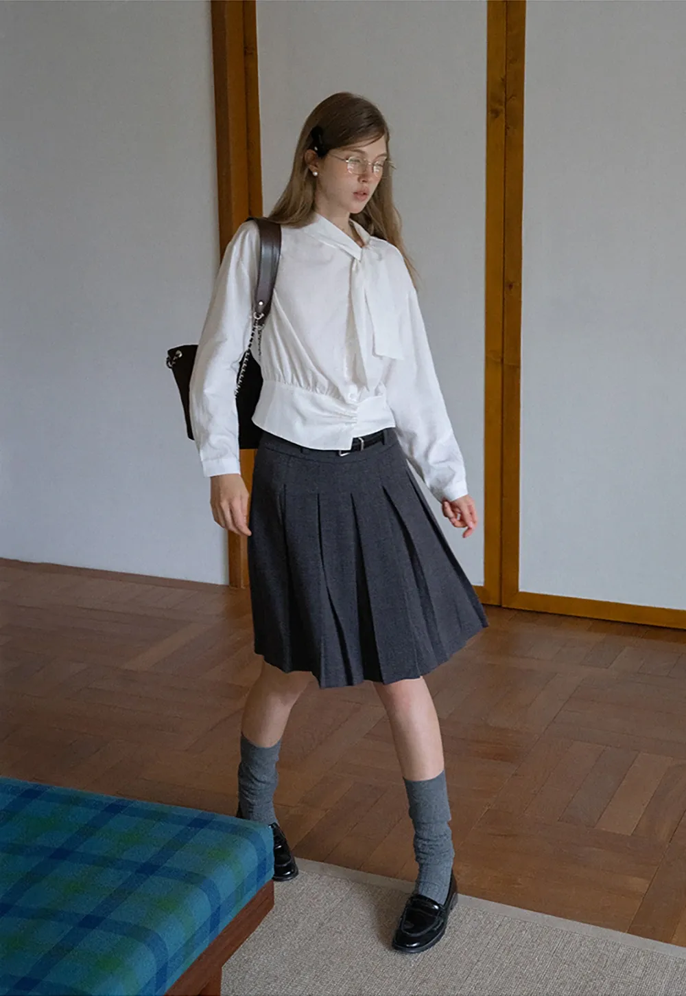 Women’s Pleated Mini Skirt with Belt