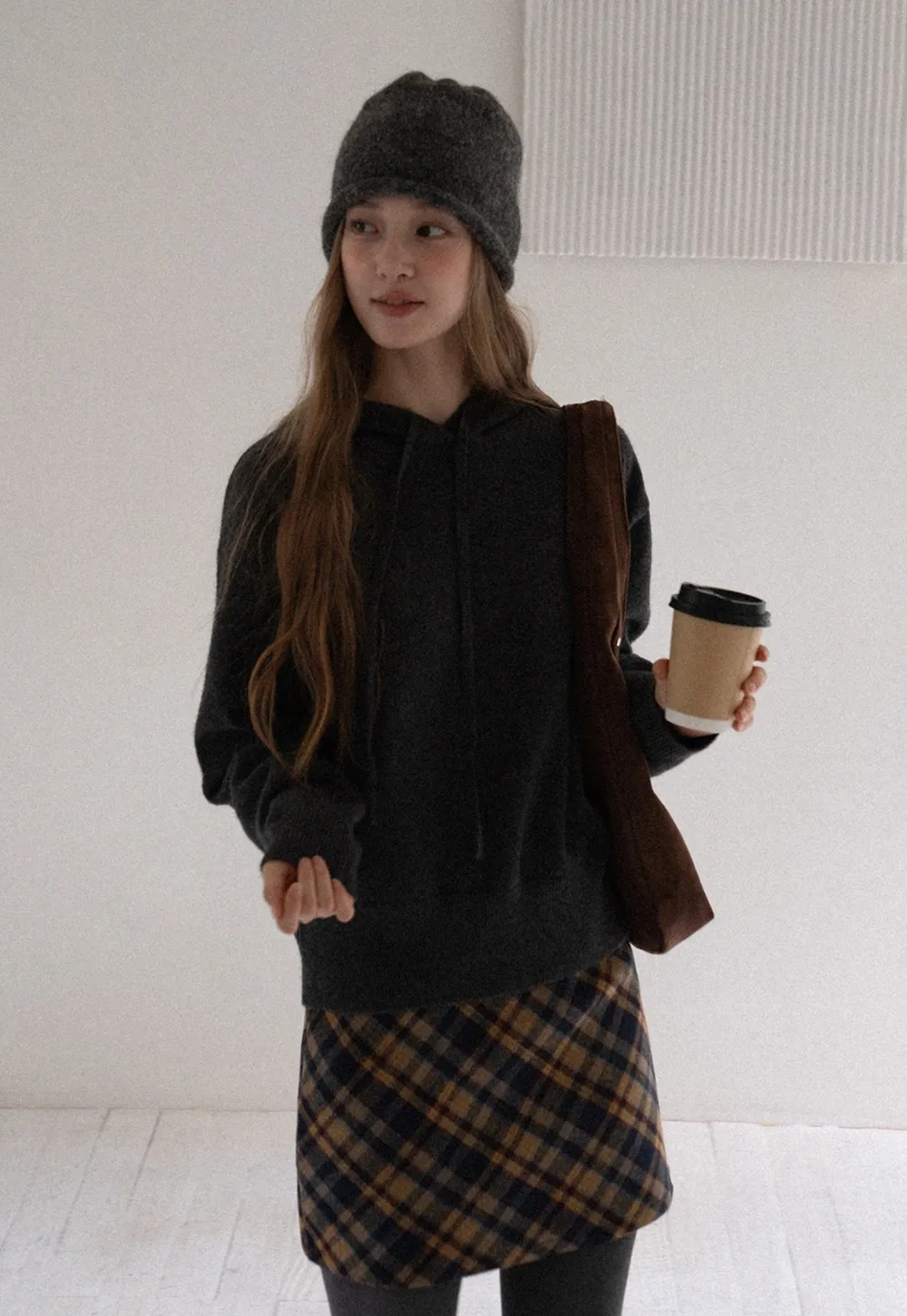 Women Basic Knit Hoodie Long Sleeve Pullover Sweater