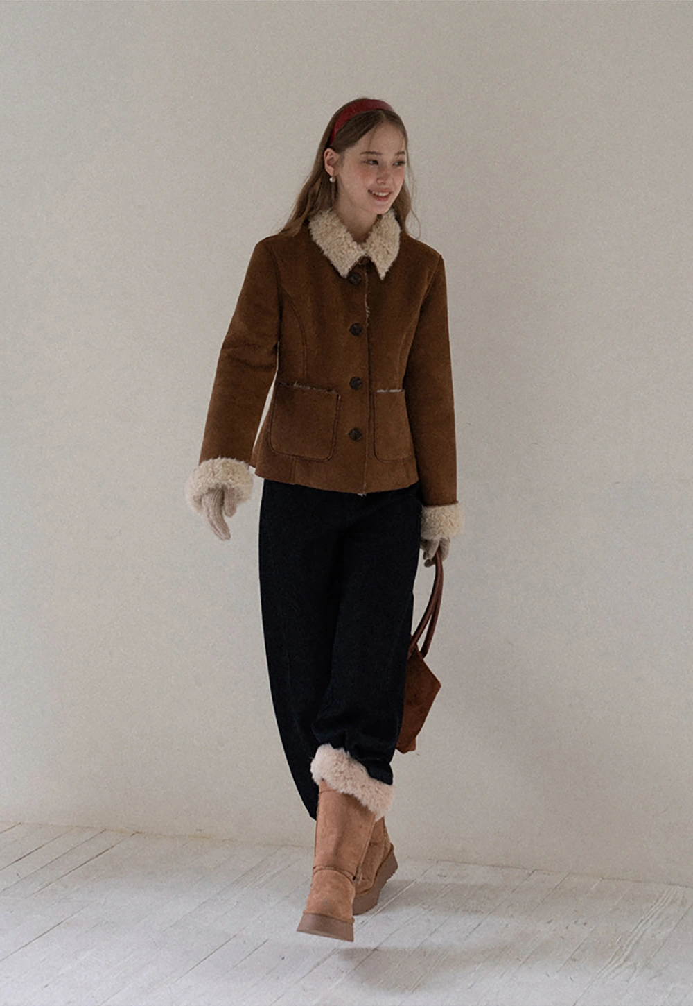 Women Fashion Faux Suede Jacket