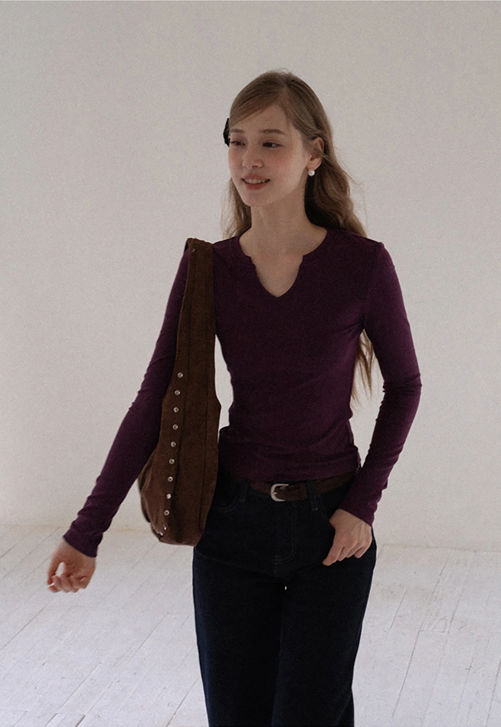 Womens High Waist Wide Leg Jeans with Belt