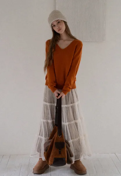 Womens Soft V Neck Knit Sweater