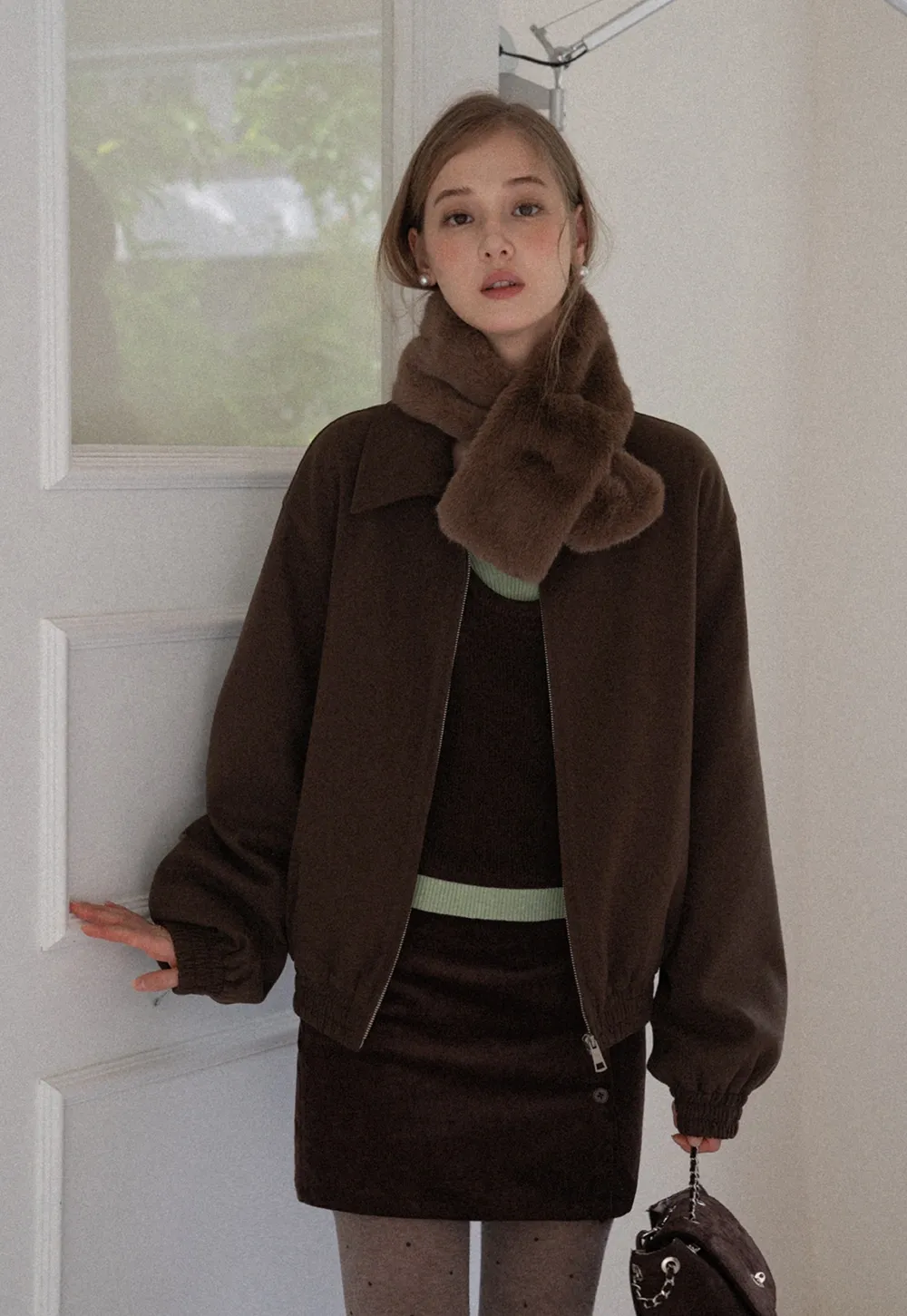 Women Zip Up Short Jacket Casual Long Sleeve Coat