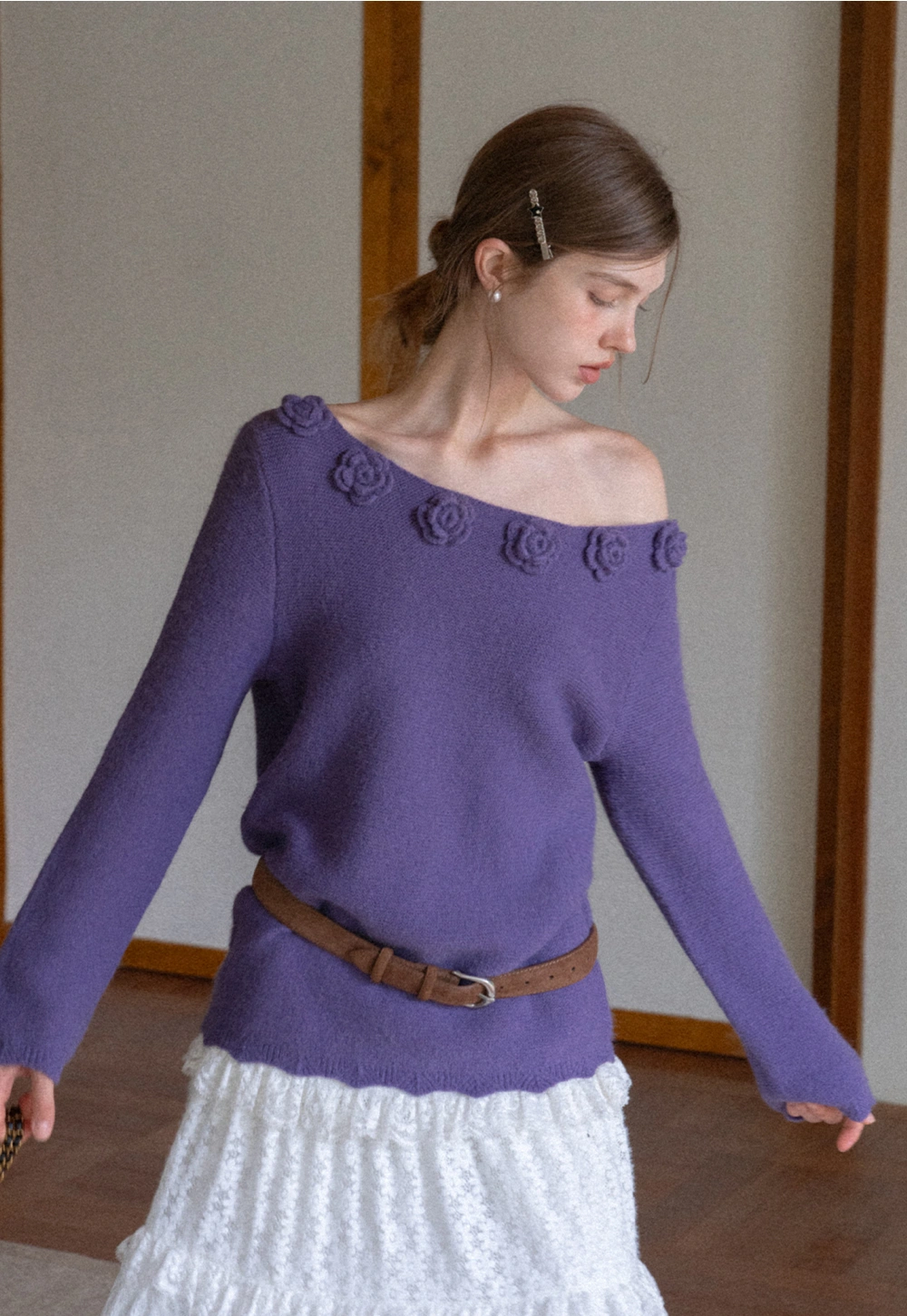 Women Off Shoulder Knit Sweater