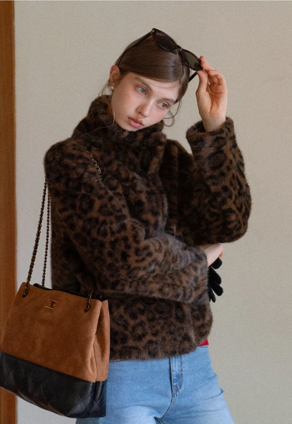 Vintage Faux Fur Leopard Jacket Women