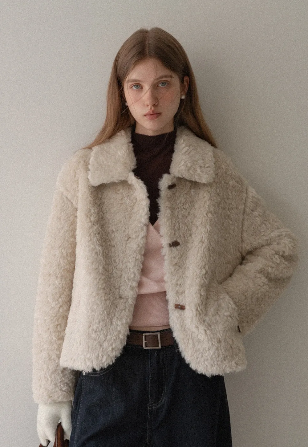 Women Faux Shearling Jacket Short Teddy Coat Winter