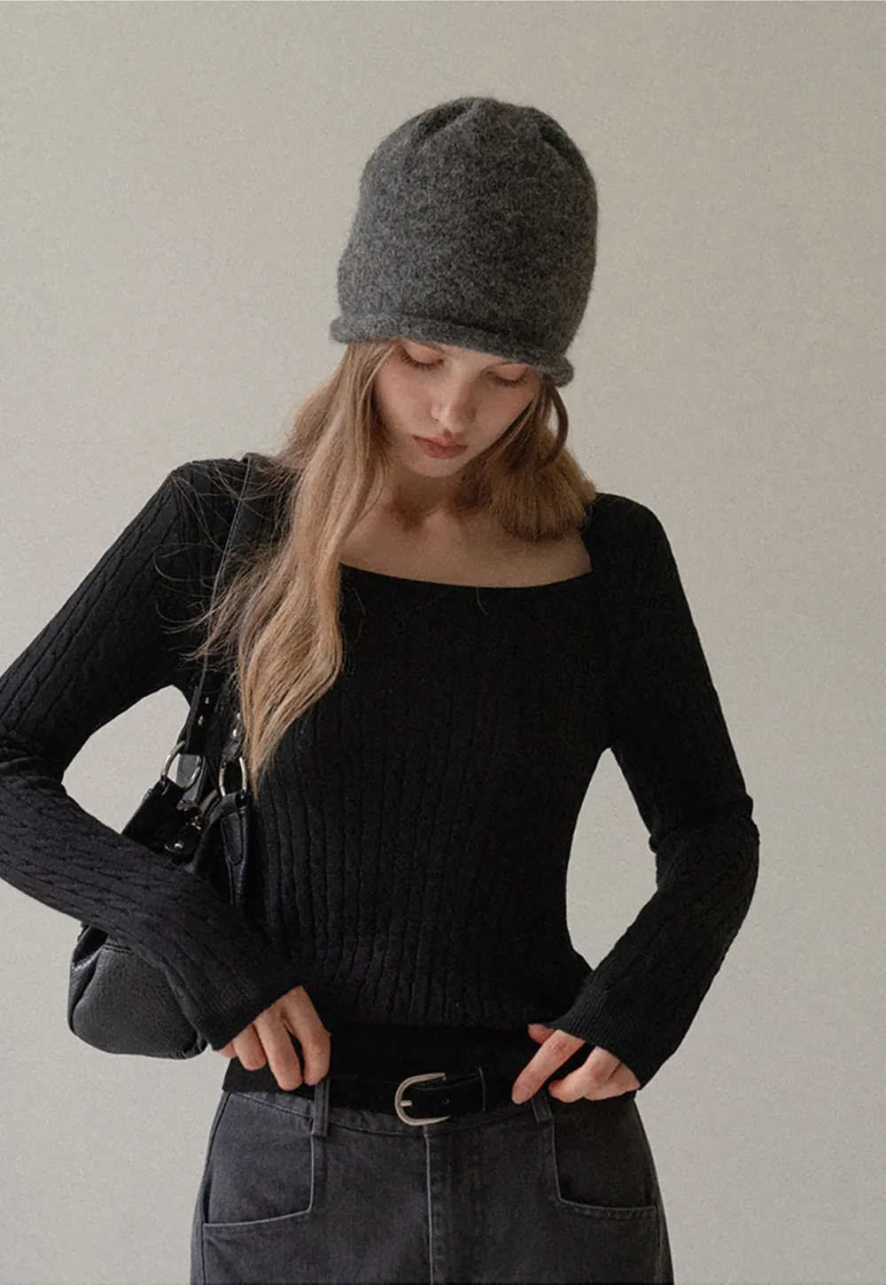 Square Neck Cable Knit Sweater