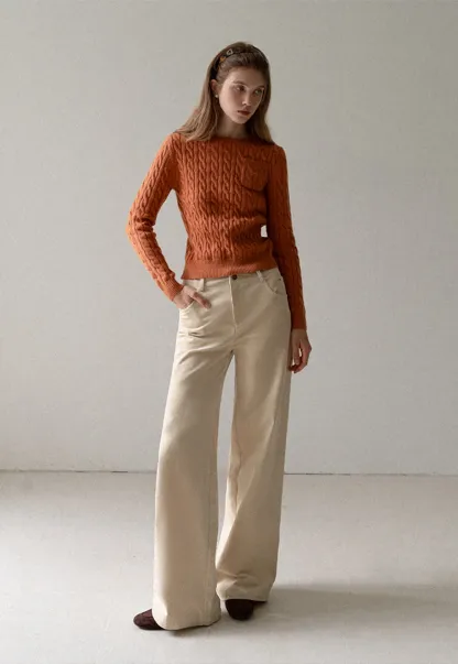 Women High Waist Corduroy Pants Wide Leg Casual