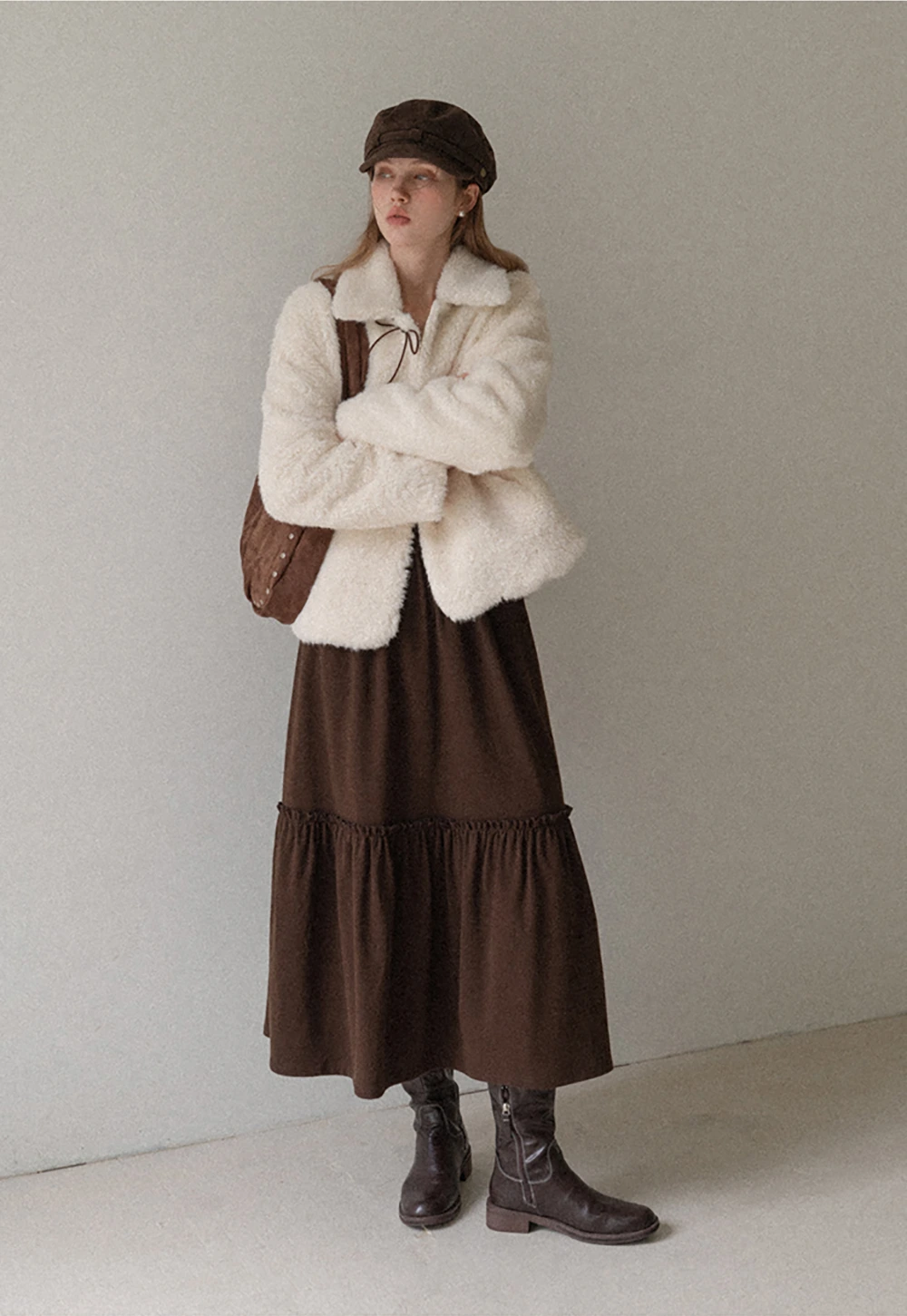 Womens Bow Tie Fleece Teddy Jacket