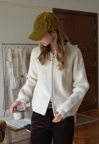 Womens Zip-up Waffle Knit Hoodie