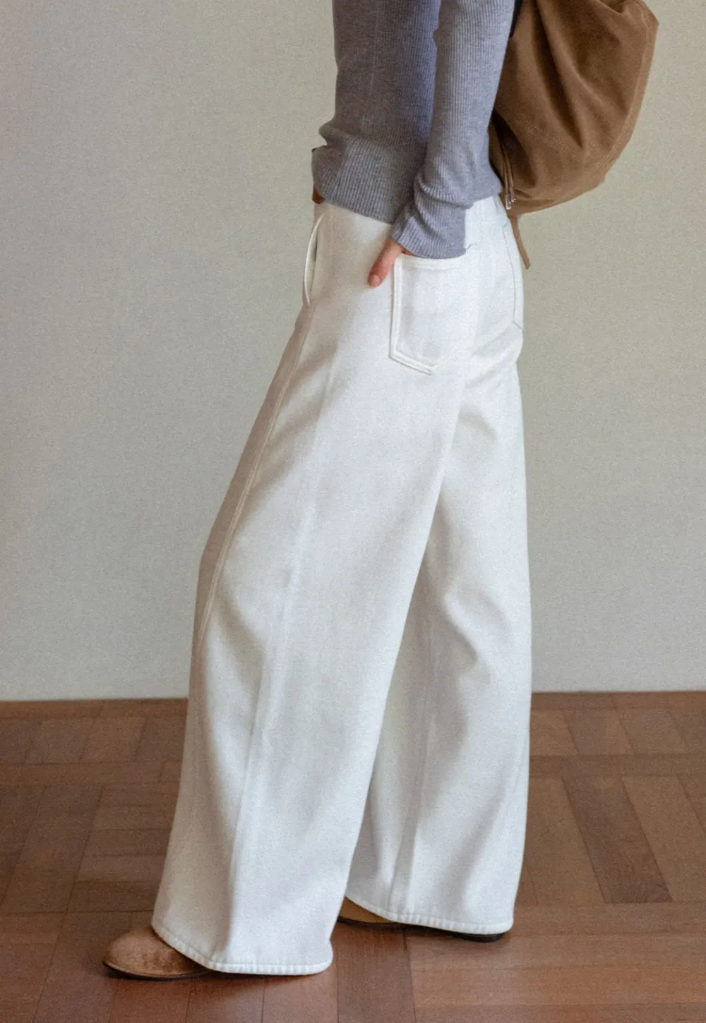 Womens High Waist Wide Leg Pants with Belt