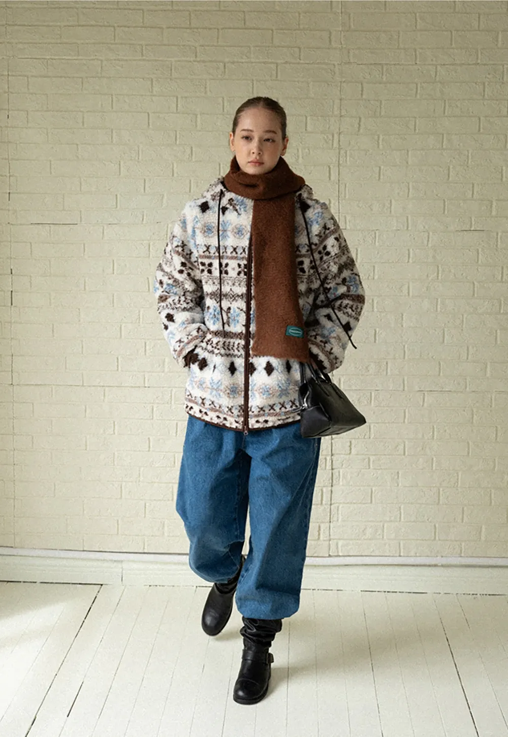 Women Patterned Fleece Jacket with Hood