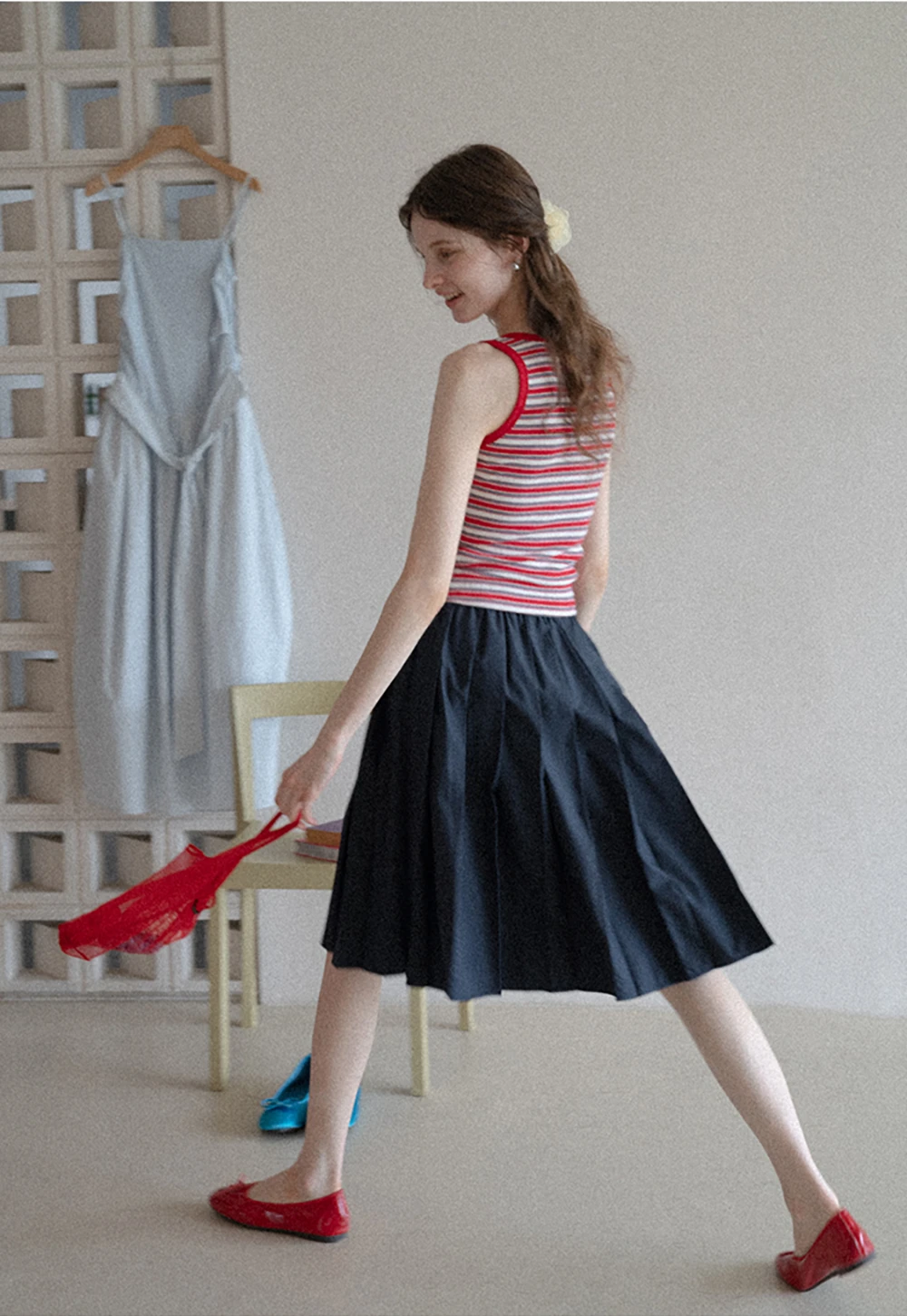 Women’s Striped Ribbed Henley Tank