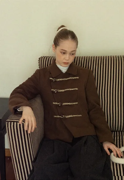 Women Wool-Blend Coat with Toggle Closure