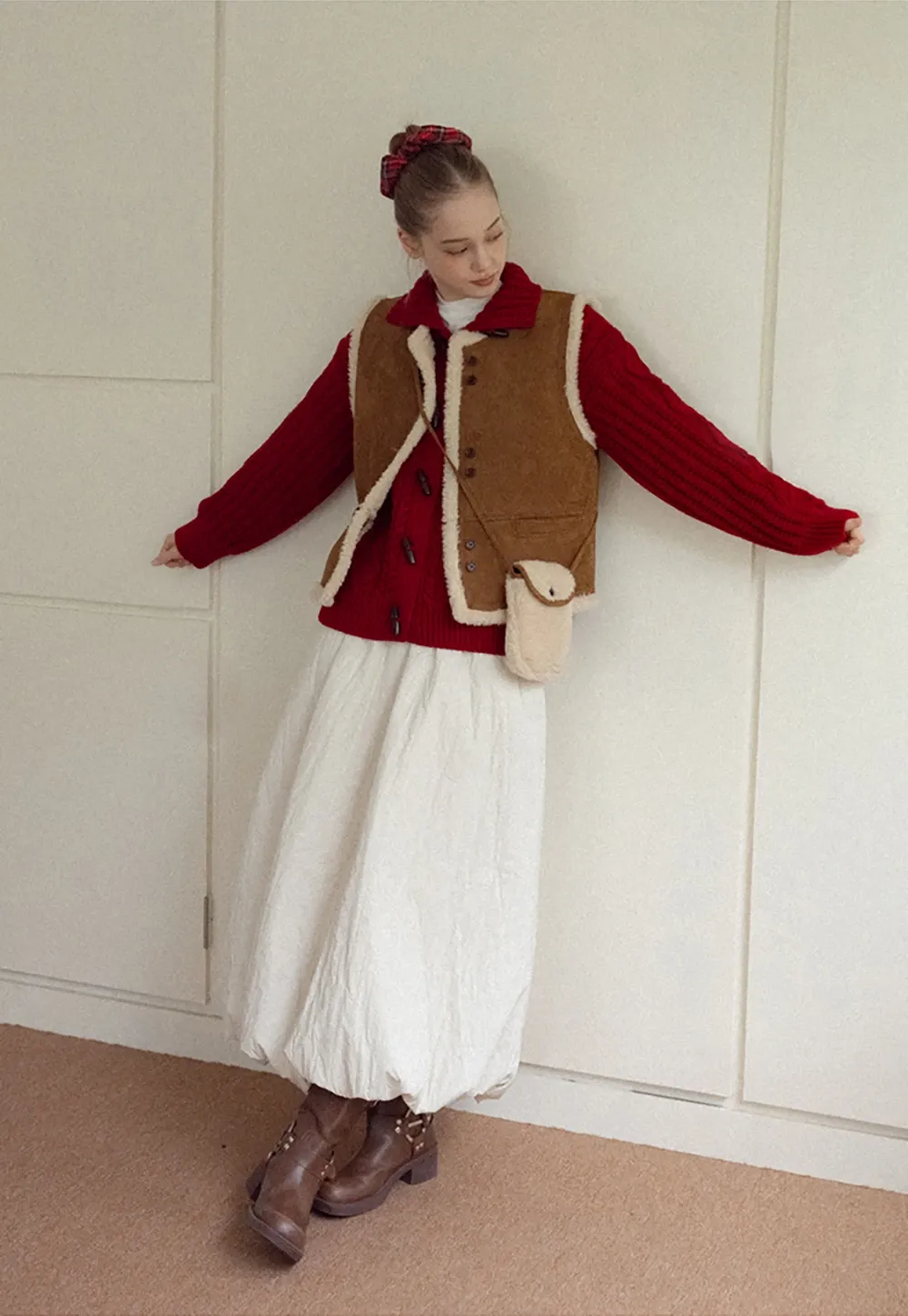 Loose Fit Turtleneck Sweater Cardigan with Cable Knit and Toggle Closure