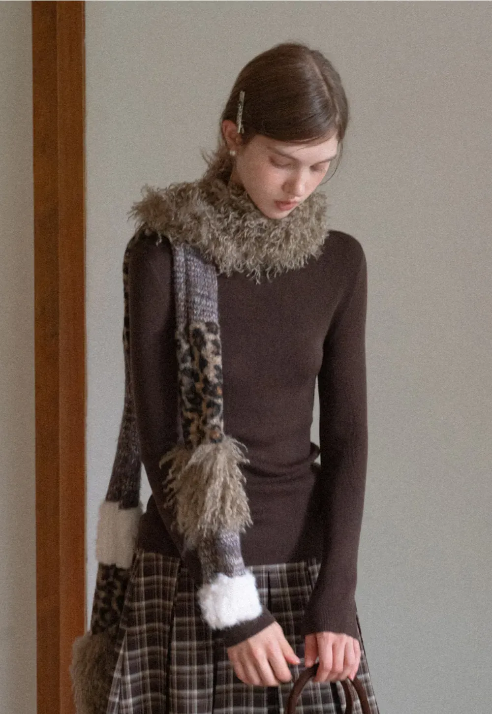 Mixed Texture Knit Scarf