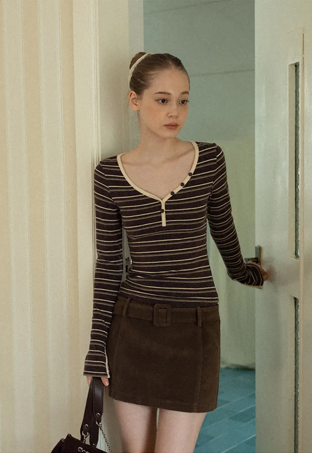 Suede Belted Mini Skirt