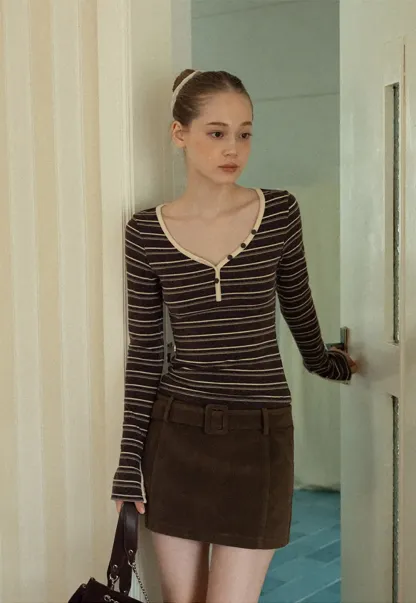 Suede Belted Mini Skirt