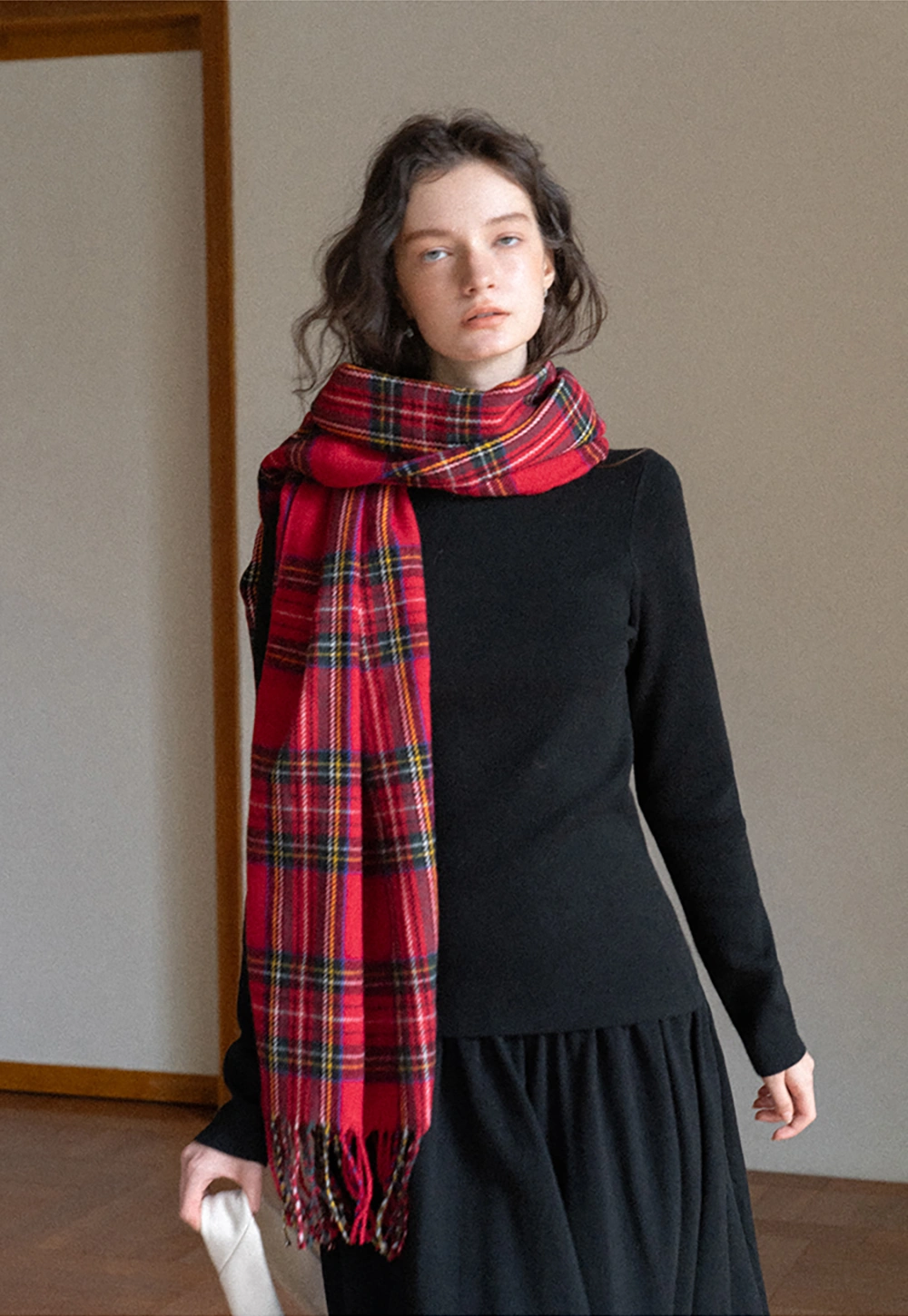 Women Black Long Sleeve Top and High-Waisted Skirt Set