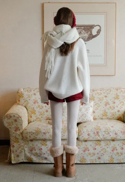 Ribbed V-Neck Knit Sweater