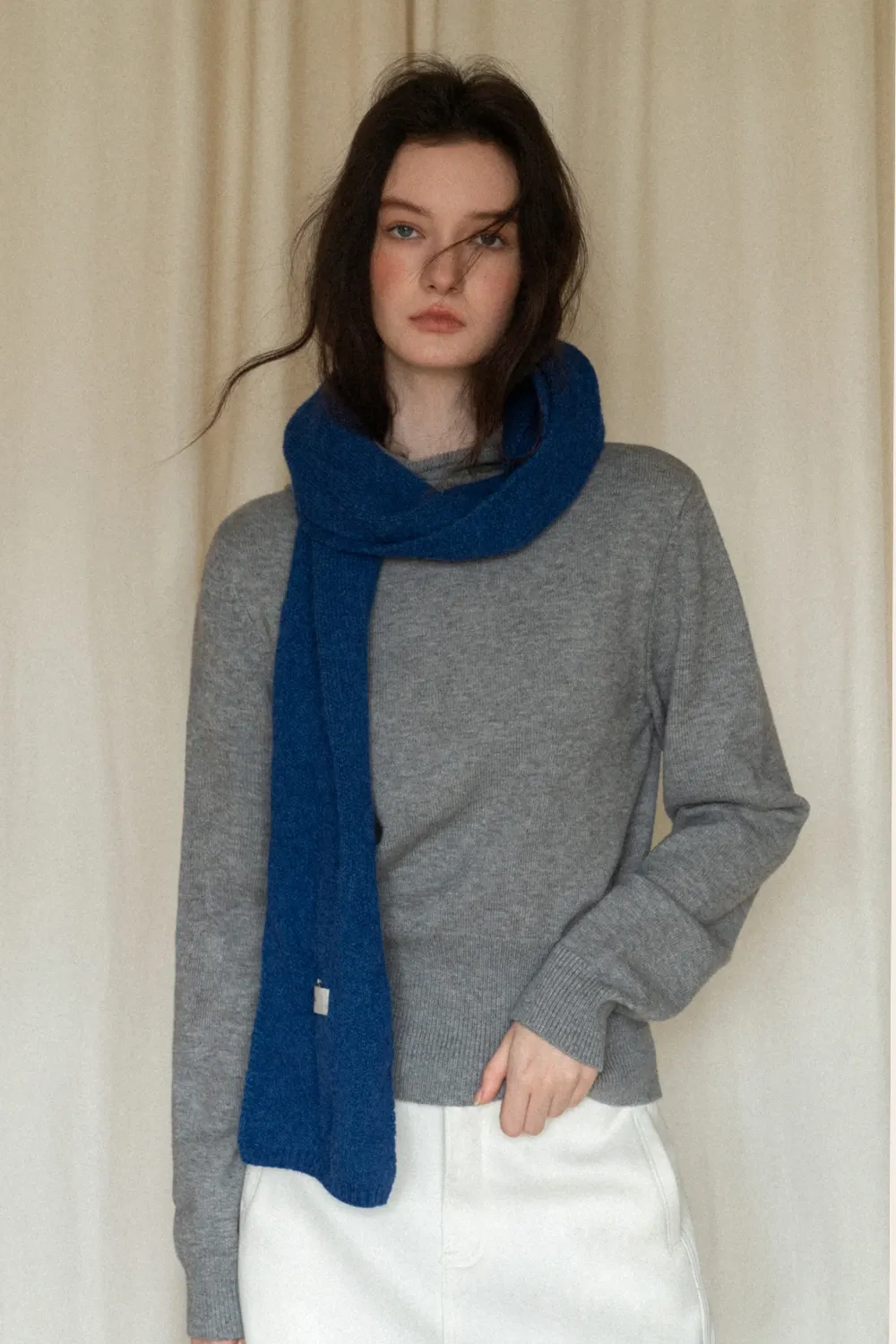 Warm Solid Long Knit Scarf