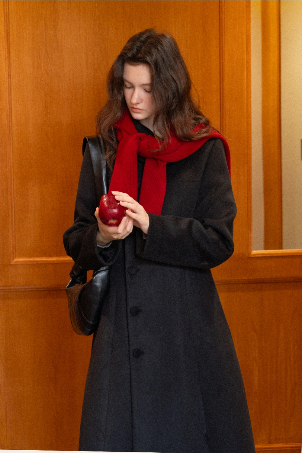 Womens Chic A-Line Buttoned Long Wool Coat