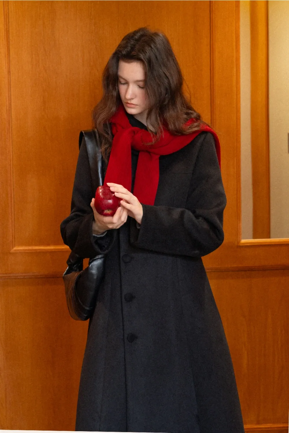 Womens Chic A-Line Buttoned Long Wool Coat